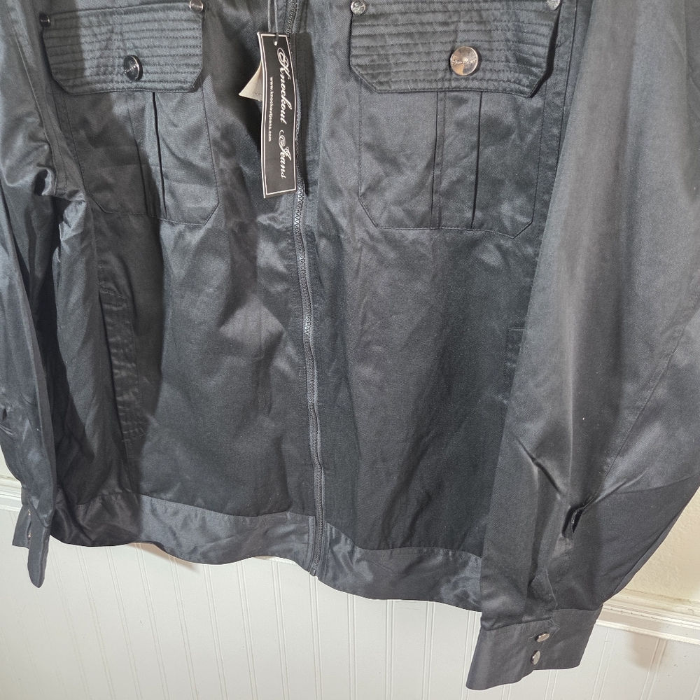 Knockout Jeans 3XLB Black Zip Jacket Big Tall NWT Military Style - Picture 8 of 13